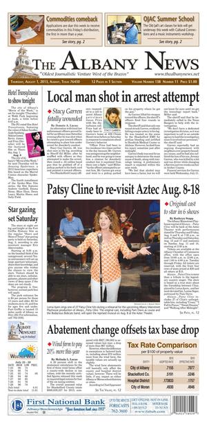 Primary view of The Albany News (Albany, Tex.), Vol. 138, No. 11, Ed. 1 Thursday, August 1, 2013