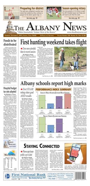 Primary view of object titled 'The Albany News (Albany, Tex.), Vol. 138, No. 16, Ed. 1 Thursday, September 5, 2013'.