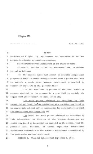 84th Texas Legislature, Regular Session, House Bill 1300, Chapter 526