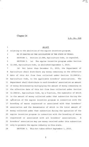 84th Texas Legislature, Regular Session, Senate Bill 928, Chapter 24
