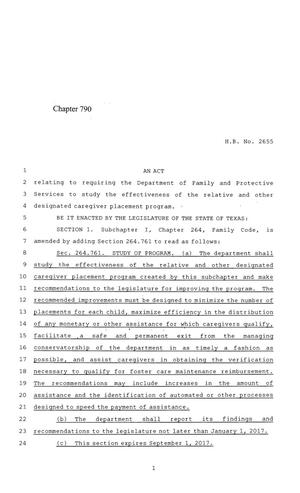 84th Texas Legislature, Regular Session, House Bill 2655, Chapter 790