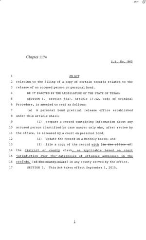 84th Texas Legislature, Regular Session, Senate Bill 965, Chapter 1174