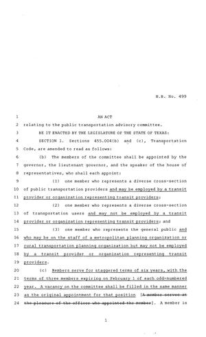 84th Texas Legislature, Regular Session, House Bill 499