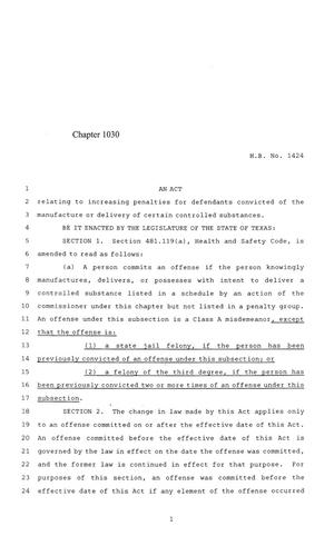 84th Texas Legislature, Regular Session, House Bill 1424, Chapter 1030