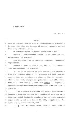 84th Texas Legislature, Regular Session, House Bill 2439, Chapter 1073