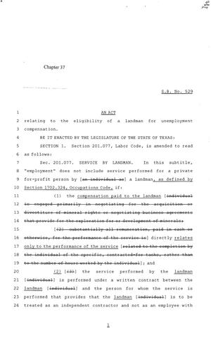 84th Texas Legislature, Regular Session, Senate Bill 529, Chapter 37