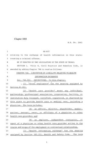 84th Texas Legislature, Regular Session, House Bill 2641, Chapter 1085