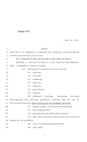 84th Texas Legislature, Regular Session, House Bill 2303, Chapter 1071