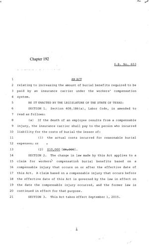 84th Texas Legislature, Regular Session, Senate Bill 653, Chapter 192