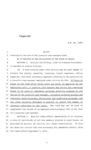 84th Texas Legislature, Regular Session, House Bill 2945, Chapter 801