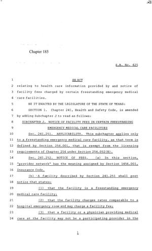 84th Texas Legislature, Regular Session, Senate Bill 425, Chapter 185