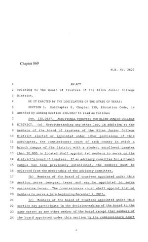 84th Texas Legislature, Regular Session, House Bill 2621, Chapter 869