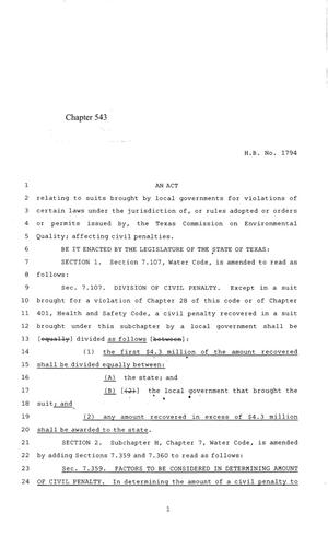 84th Texas Legislature, Regular Session, House Bill 1794, Chapter 543