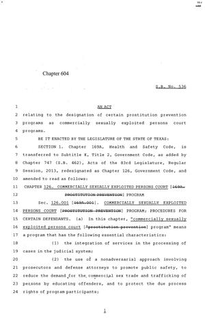 84th Texas Legislature, Regular Session, Senate Bill 536, Chapter 604