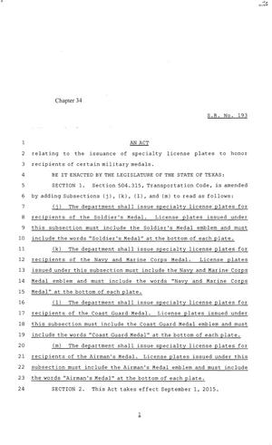 84th Texas Legislature, Regular Session, Senate Bill 193, Chapter 34
