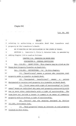 84th Texas Legislature, Regular Session, Senate Bill 462, Chapter 841