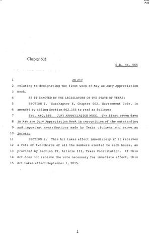 84th Texas Legislature, Regular Session, Senate Bill 565, Chapter 605
