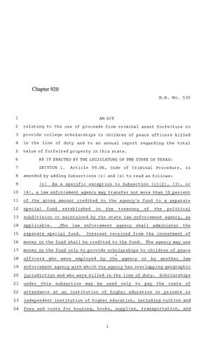 84th Texas Legislature, Regular Session, House Bill 530, Chapter 920