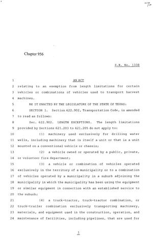 84th Texas Legislature, Regular Session, Senate Bill 1338, Chapter 956