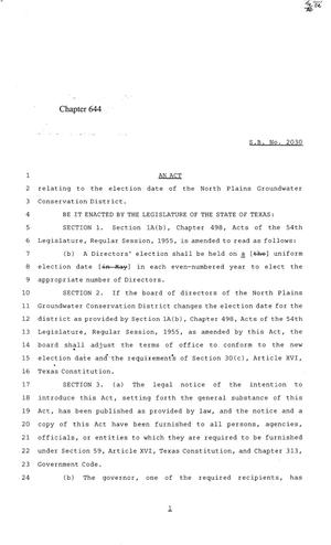 84th Texas Legislature, Regular Session, Senate Bill 2030, Chapter 644