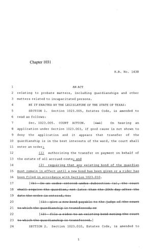 84th Texas Legislature, Regular Session, House Bill 1438, Chapter 1031