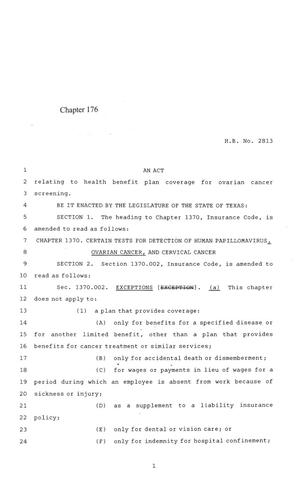 84th Texas Legislature, Regular Session, House Bill 2813, Chapter 176