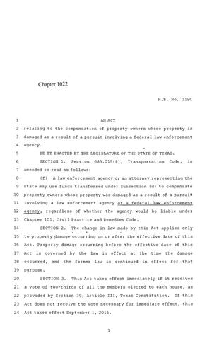 84th Texas Legislature, Regular Session, House Bill 1190, Chapter 1022