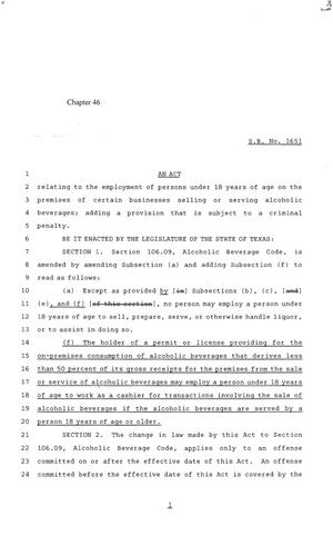 84th Texas Legislature, Regular Session, Senate Bill 1651, Chapter 46