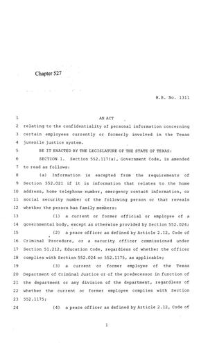 84th Texas Legislature, Regular Session, House Bill 1311, Chapter 527