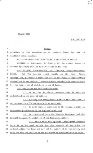 84th Texas Legislature, Regular Session, Senate Bill 478, Chapter 600