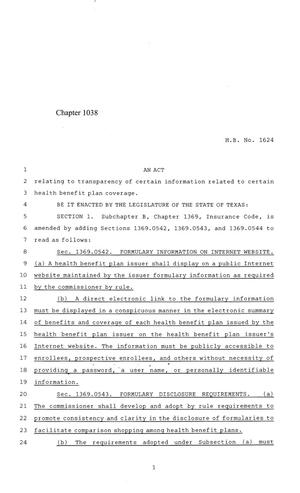 84th Texas Legislature, Regular Session, House Bill 1624, Chapter 1038