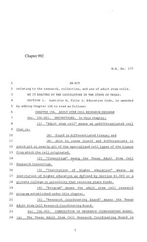 84th Texas Legislature, Regular Session, House Bill 177, Chapter 992