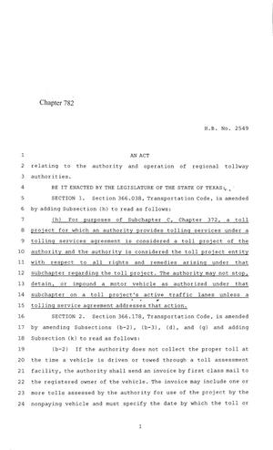 84th Texas Legislature, Regular Session, House Bill 2549, Chapter 782