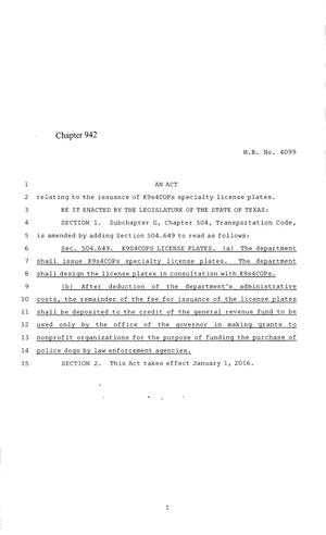 84th Texas Legislature, Regular Session, House Bill 4099, Chapter 942