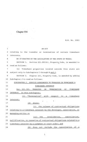 84th Texas Legislature, Regular Session, House Bill 2261, Chapter 554
