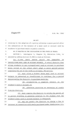 84th Texas Legislature, Regular Session, House Bill 3562, Chapter 875