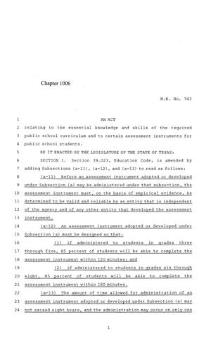 84th Texas Legislature, Regular Session, House Bill 743, Chapter 1006