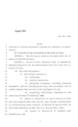 84th Texas Legislature, Regular Session, House Bill 2186, Chapter 1064