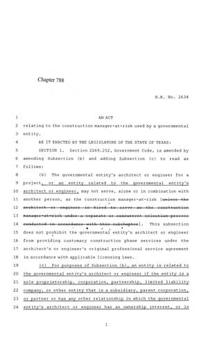 84th Texas Legislature, Regular Session, House Bill 2634, Chapter 788