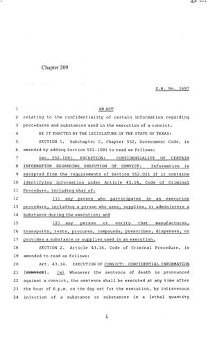 84th Texas Legislature, Regular Session, Senate Bill 1697, Chapter 209