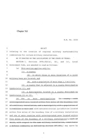 84th Texas Legislature, Regular Session, House Bill 2232, Chapter 765