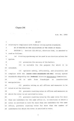 84th Texas Legislature, Regular Session, House Bill 2900, Chapter 298