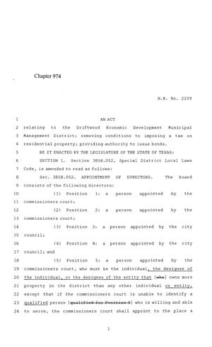 84th Texas Legislature, Regular Session, House Bill 2259, Chapter 974