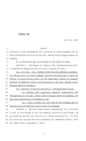 84th Texas Legislature, Regular Session, House Bill 2265, Chapter 768