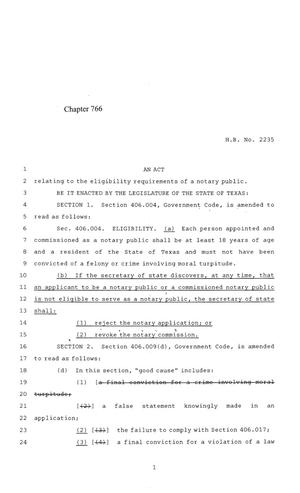 84th Texas Legislature, Regular Session, House Bill 2235, Chapter 766