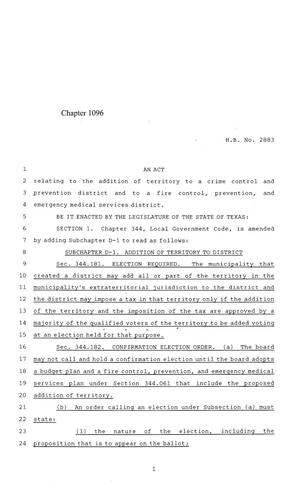 84th Texas Legislature, Regular Session, House Bill 2883, Chapter 1096
