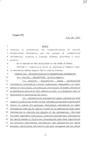 84th Texas Legislature, Regular Session, Senate Bill 1213, Chapter 953