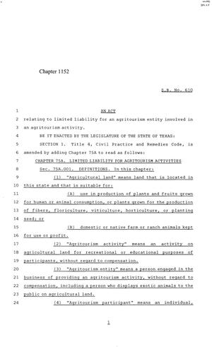 84th Texas Legislature, Regular Session, Senate Bill 610, Chapter 1152