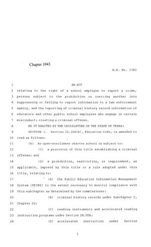 84th Texas Legislature, Regular Session, House Bill 1783, Chapter 1043