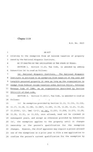 84th Texas Legislature, Regular Session, House Bill 3623, Chapter 1119